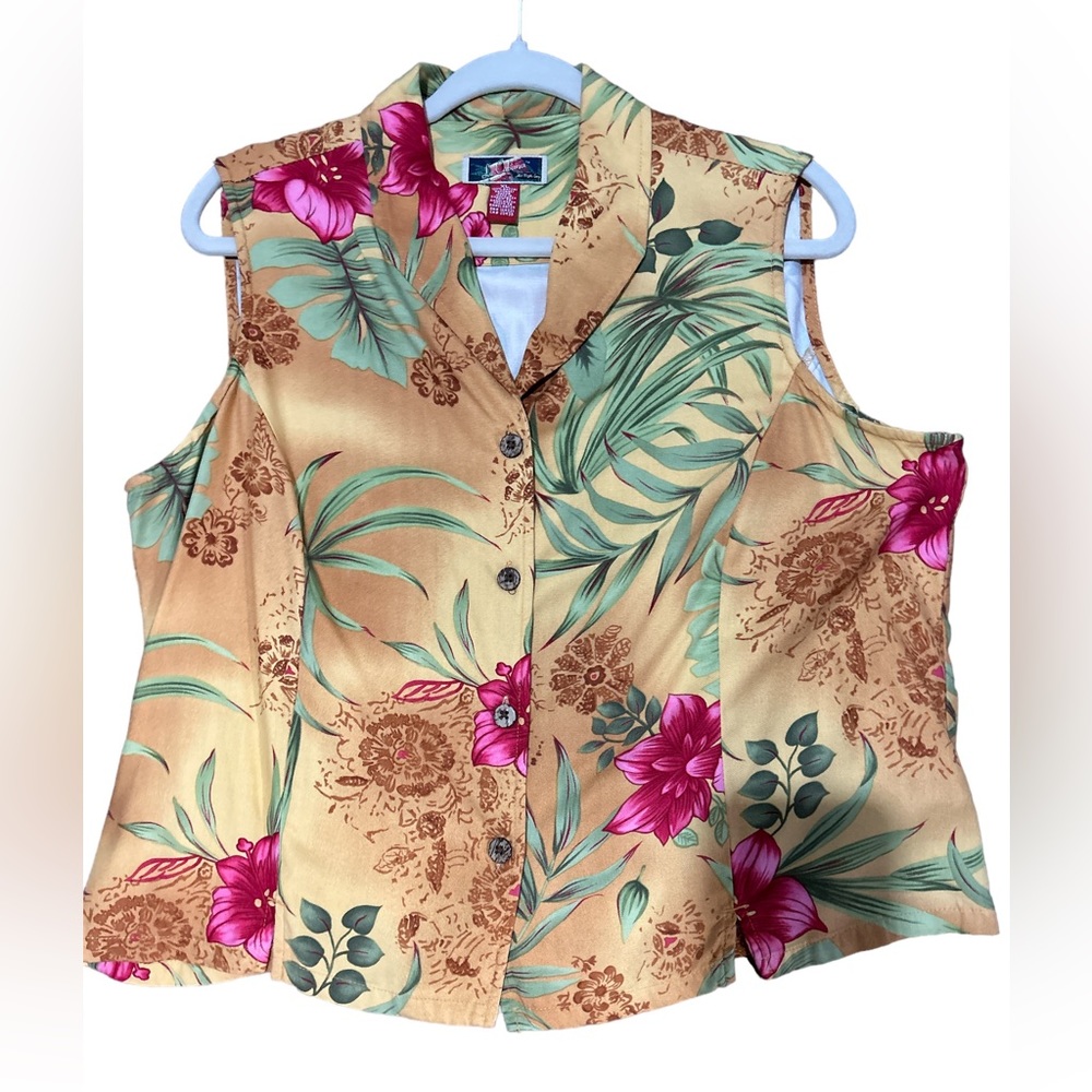 La Cabana Tropical Sleeveless Button Up